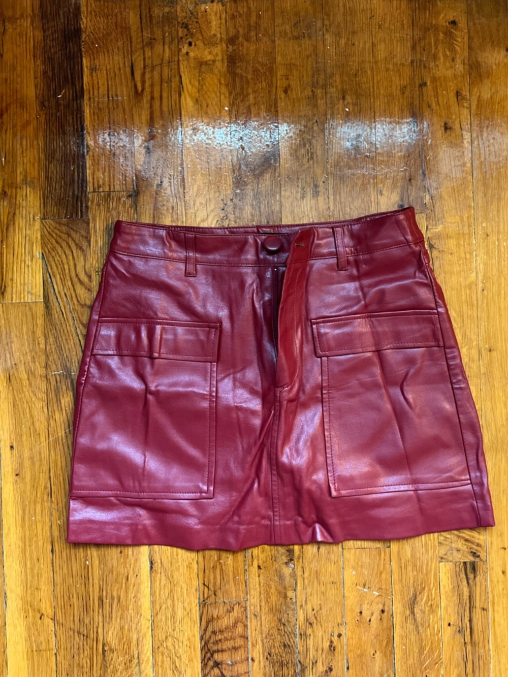 Zara Burgundy Faux Leather Mini Skirt